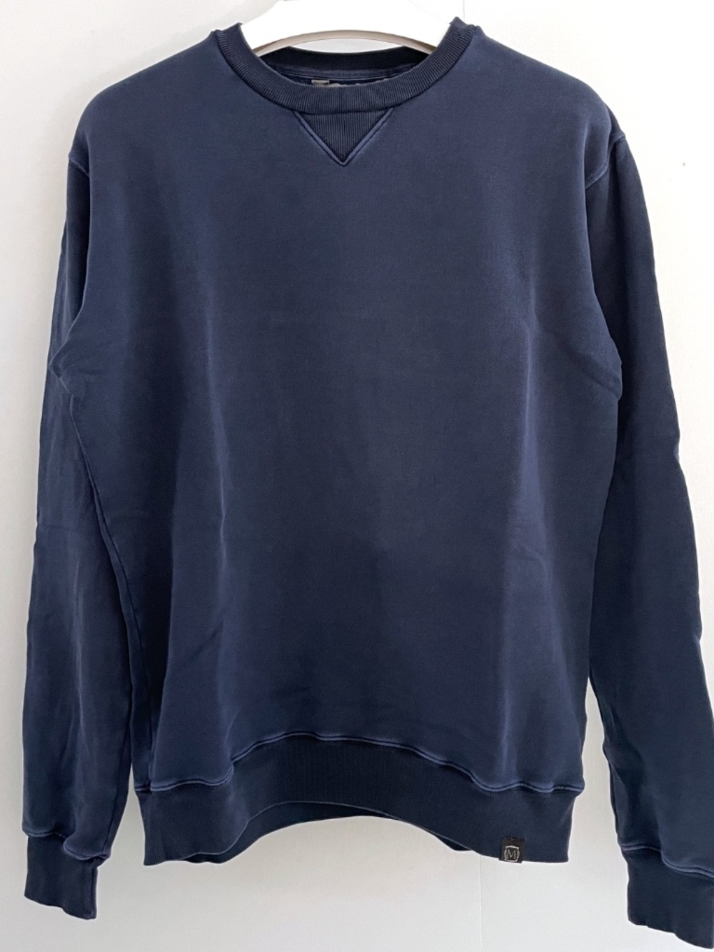 Nemen Garment Dyed Loopback Cotton Crew Sweatshirt (Navy, Made in Italy, M)